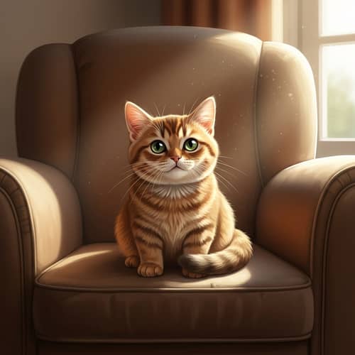 Cozy Housecat Enjoying Sunshine in Large Chair