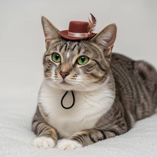 Charming Cat with Dapper Hat: A Whimsical Feline Fantasy