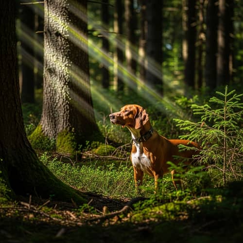 Majestic Hunting Dog in Forest Setting - Ready for Action