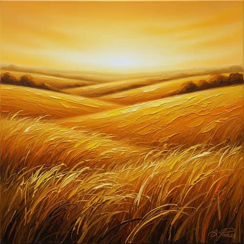 Golden Fields | Tranquil Landscape at Golden Hour