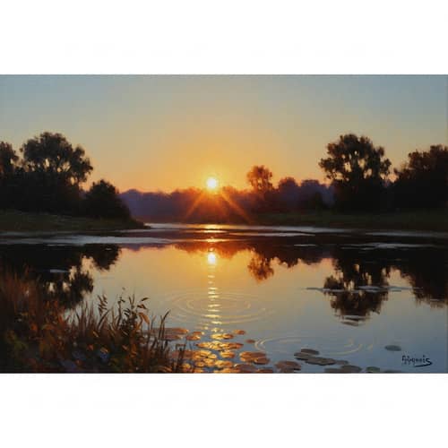 Radiant Sunset Painting | Impressionist Style Artwork