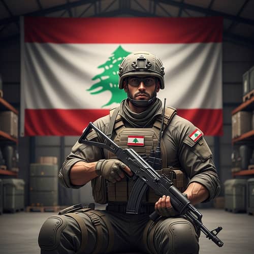 Handsome Lebanese Special Forces Soldier in Warehouse | AK-47