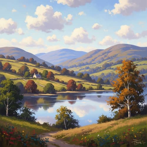 Tranquil Countryside Landscape | Impressionist Painting