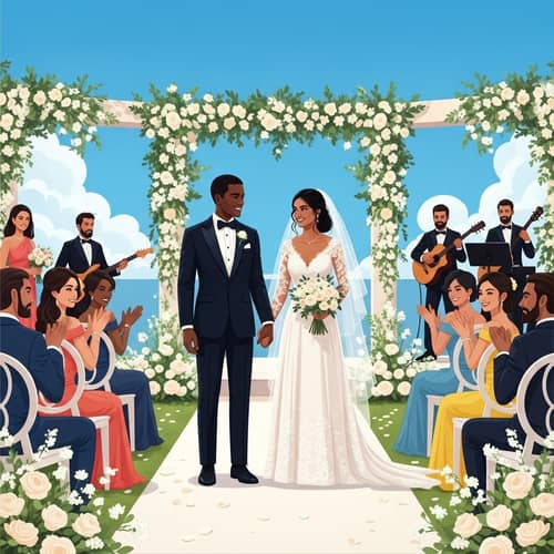 Beautiful Outdoor Wedding Scene with Diverse Guests | Ceremony Bliss