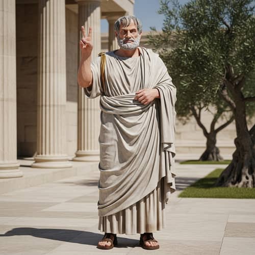 Greek Philosopher Aristotle Making Peace Sign | Wisdom Portrait