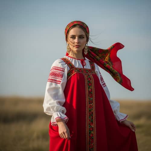 Russian Woman in Traditional Dress - Exuding Strength and Grace