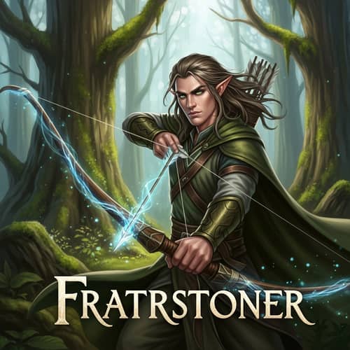 Epic Fantasy Book Cover: Elf Archer in Enchanted Forest