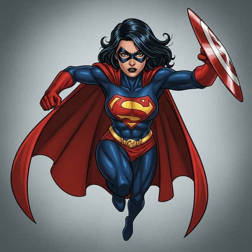 Hispanic Female Superhero | Dynamic Action Pose | Bold Colors
