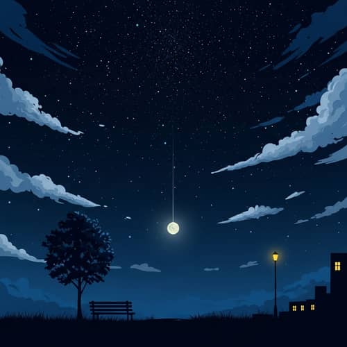 Lonely Night Abstract | Deep Blues, Blacks, Moon, Solitude