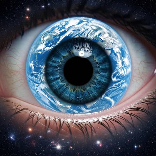 Cosmic Planet Eye Art: Symbolic Black Hole & Celestial Stars