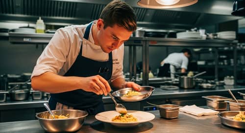 Skilled Chef Crafting Gourmet Risotto | Culinary Magazine Style