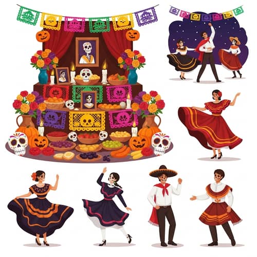 Colorful Día de los Muertos Celebration in Mexico