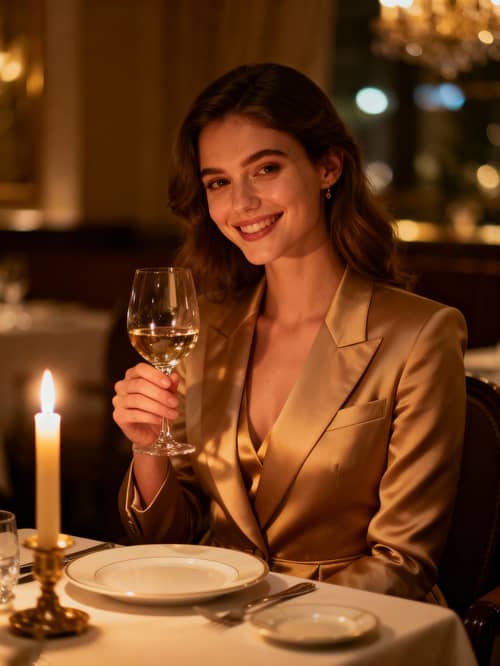 Romantic Date Portrait in Upscale Restaurant