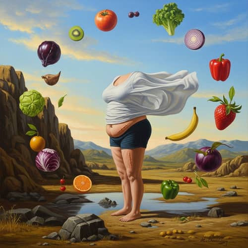 Surreal Oil Painting of Weight Loss Journey