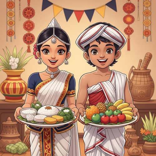 Celebrating New Year with Disney Pixar Sinhala Girl and Tamil Boy