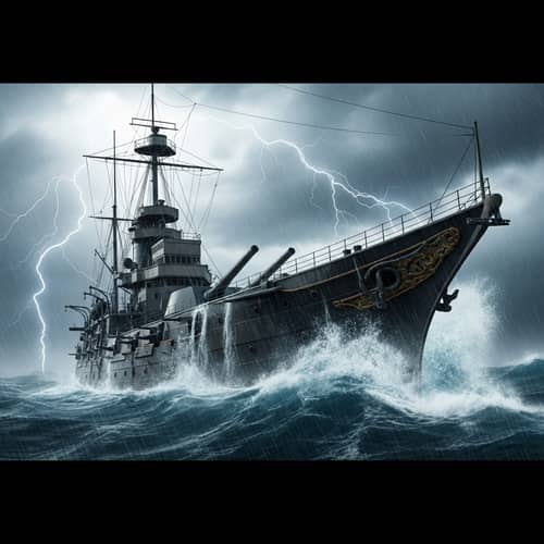 Ancient Battle Ship Braving Fierce Storm | Resilience and Power of Nature