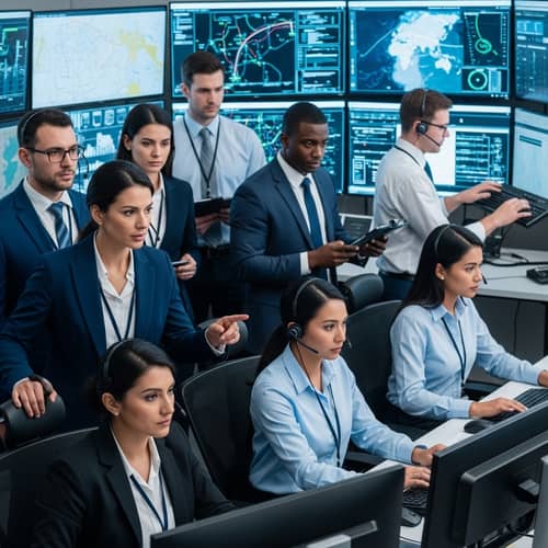 Crisis Management Center: Diverse Professionals in Action