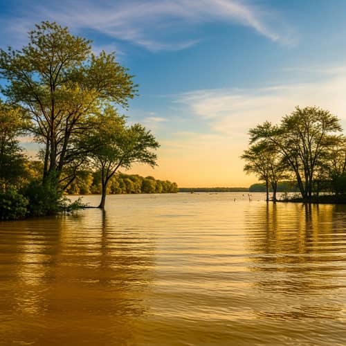 Golden Lake at Sunset - Serene and Tranquil Scene
