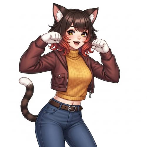Unique Anime-Style Cat Girl Avatar Design | Trendy & Colorful
