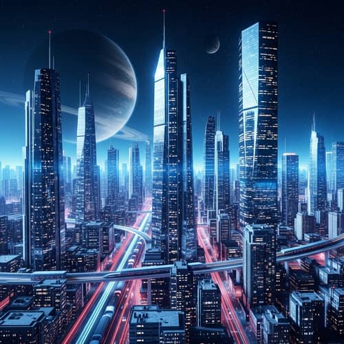 Futuristic Cityscape: Dynamic Energy and Modern Aesthetic