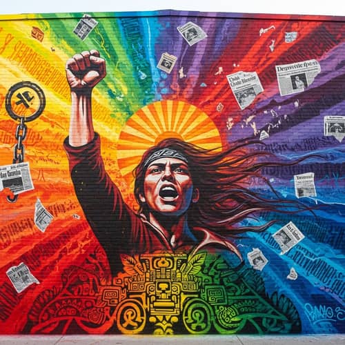 Latin American Revolutionary Street Art Mural