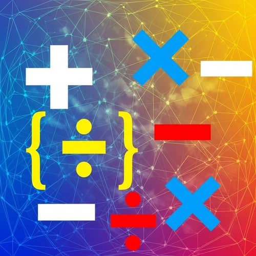 Vibrant Gradient Background with Interconnected Lines and Equations Symbols