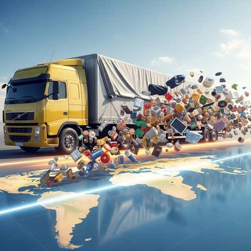 Dynamic Global Distribution: Semi-Truck Crossing Equator
