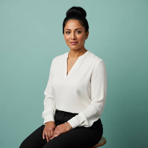 Portrait of a Woman with Deep Olive Skin | Elegance & Serenity