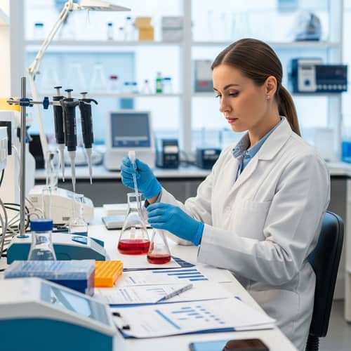 Caucasian Woman Health Laboratory Technician | Lab Instruments
