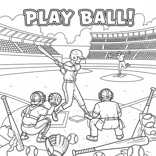 Baseball Black and White Coloring Book Baseball Black and White Coloring Book