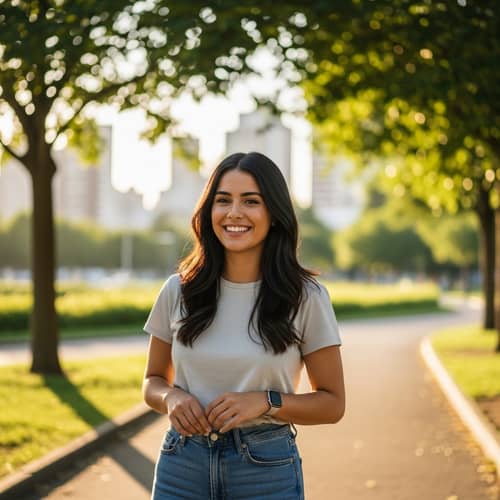 20-Year-Old Hispanic Brunette Woman | Casual City Park Portrait