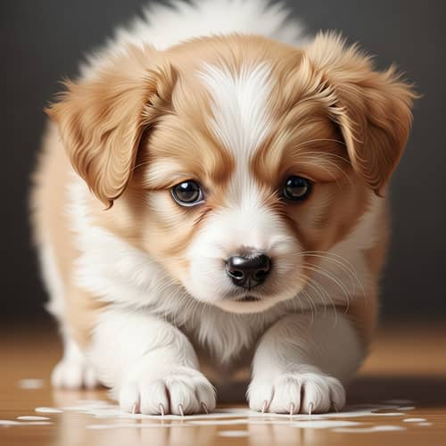 Adorable Puppy with White Paws | Cute and Fluffy Artwork