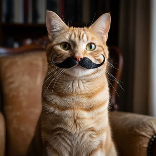 Distinctive Black Mustache Cat - Unique Feline Feature