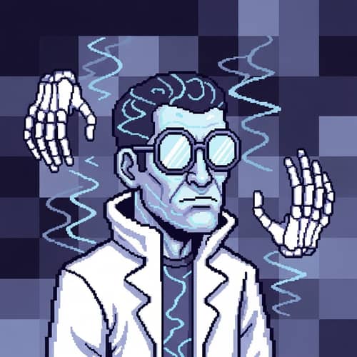 8-Bit Mystical Video Game Character in White Lab Coat | Artwork