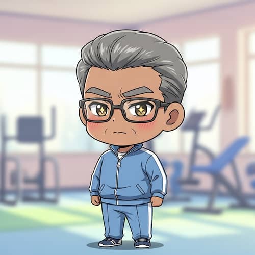 Cute Chibi-Style South Asian Man Sports Training Illustration