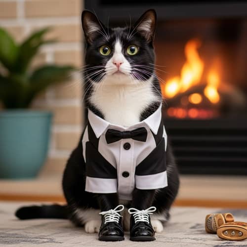Tuxedo Cat - Sleek Black and White Feline