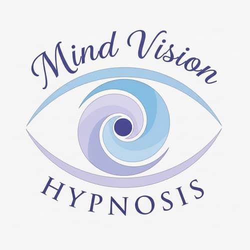 Mind Vision Hypnosis Logo Design - Serene Eye in Light Lavender & Blue