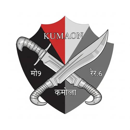 Historical Kumaon Regiment Insignia with Crossed Khukri Knives