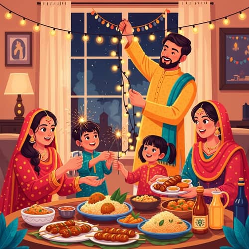 Vibrant Eid Celebration: South Asian Family Festivities