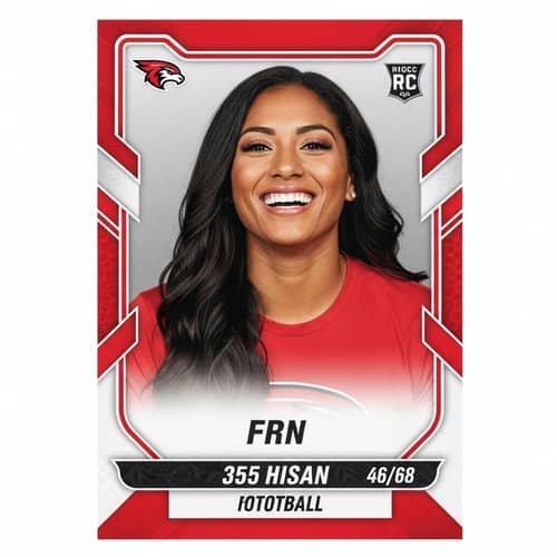 35-Year-Old Hispanic Woman Football Trading Card Portrait
