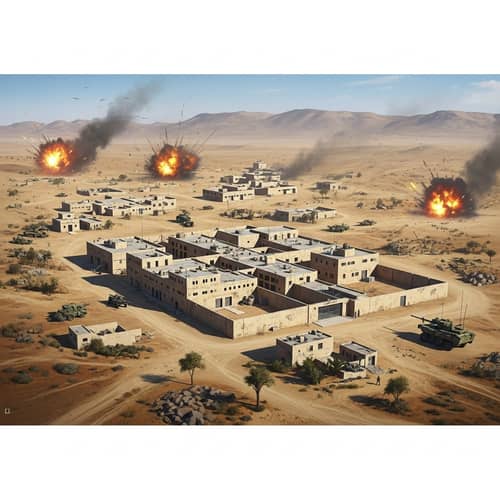 Imaginary Military Compound in Desert Siege - Artwork