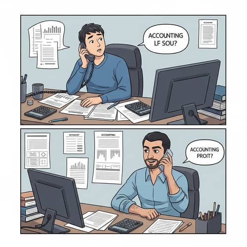 Multicultural Accounting Assistance: East Asian Man Seeks Help from Middle Eastern Friend