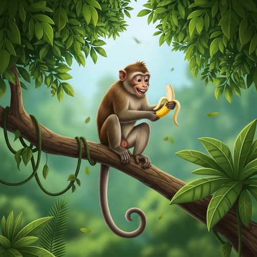 Playful Monkey in Tropical Rainforest | Wildlife Scene