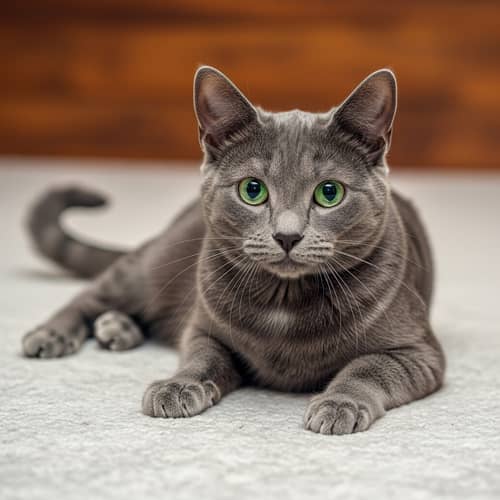 Playful Cat Portrait: Grey Feline with Emerald Eyes