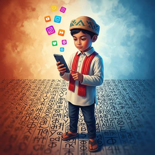 Modern Filipino Boy Digital Painting with Baybayin Script