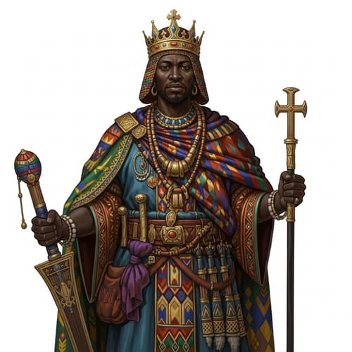Powerful Medieval African King in Traditional Regalia