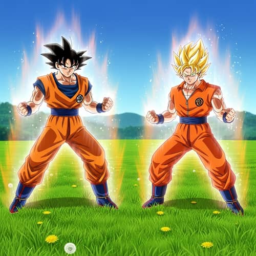 Spiky Hair Martial Arts Fighters in Combat Stance