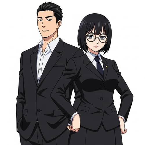 Asian Man and Anime Girl Illustration: Power Dynamics Portrayed
