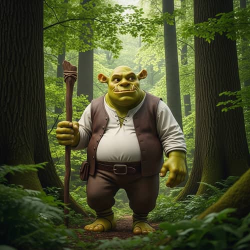 Green Ogre Hunting in Woods - Shrek Style