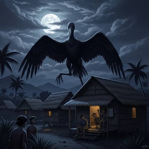 Eerie Aswang Tik-Tik Illustration: Philippine Folklore Creature at Night